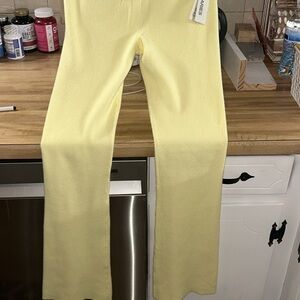 No Boundaries Yellow Ribbed Flare Pants